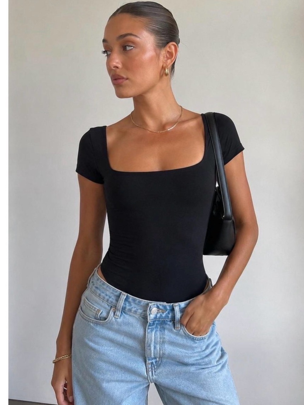 Babaton Black Contour Scoop Neck Bodysuit Size XS